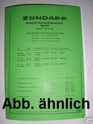 Zündapp bebilderter Ersatzteilkatalog Typen 517er Modelle von 1967 bis 1970, Ersatzteilliste