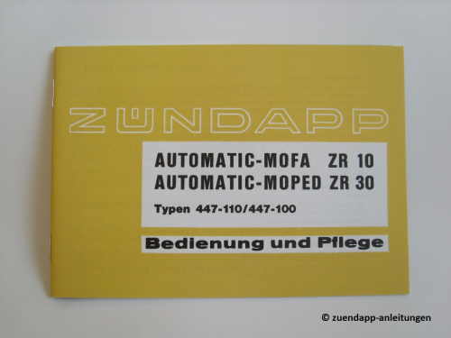 Bedienungsanleitung Zündapp ZR 10, ZR 30, Handbuch