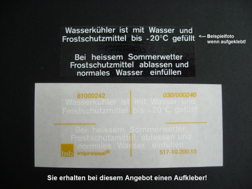 Wasserkühler Aufkleber f. Zündapp KS 50, KS 80, WC TT, original Bentlage -selbstklebend-