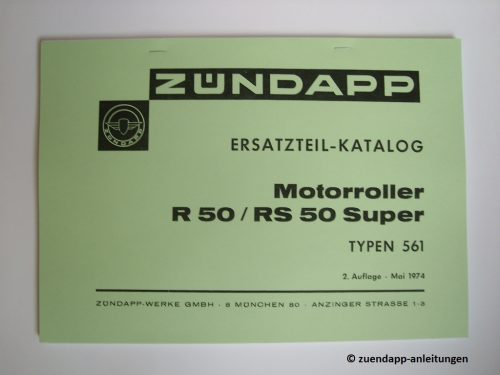 Zündapp R 50, R50, RS,Roller, Typ 561, Ersatzteilkatalog