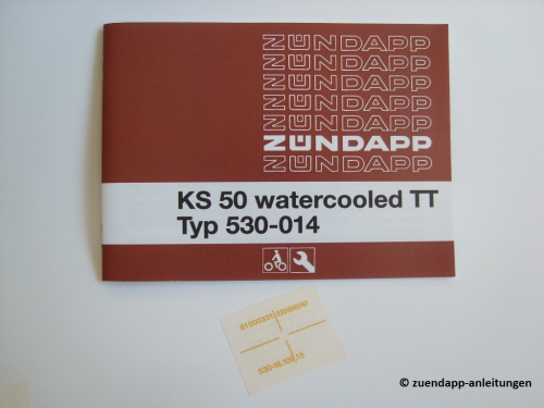 Zündapp Bedienungsanleitung KS 50 watercooled TT + orig. Aufkleber, Typ 530-014